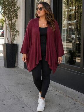 Maurice's Women's Plus Size Burgundy  Polyester Blend Cardigan Size 3x